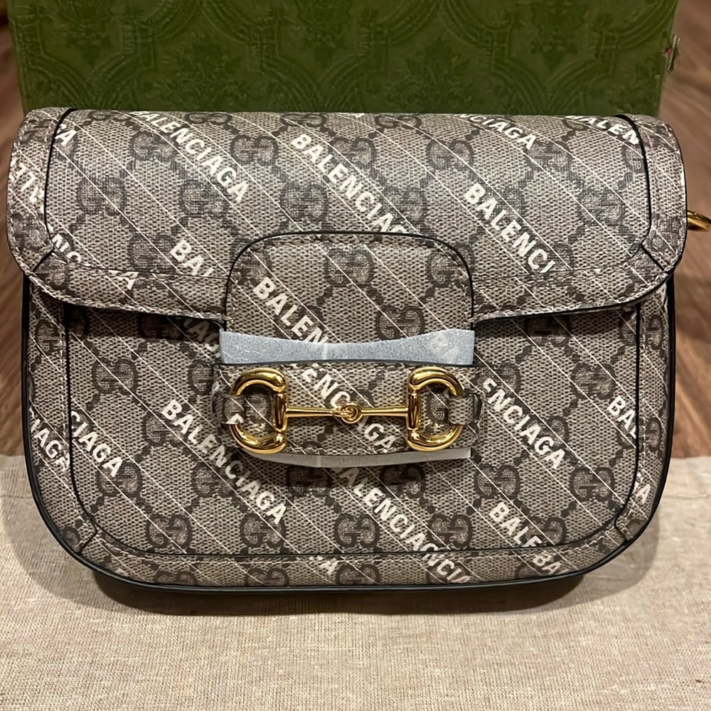 A507- 💯 % authentic Gucci X Balenciaga mini Horsebit crossbody bag